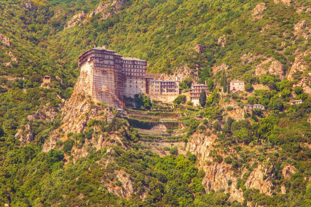 Mount Athos Monastery on a mountain
