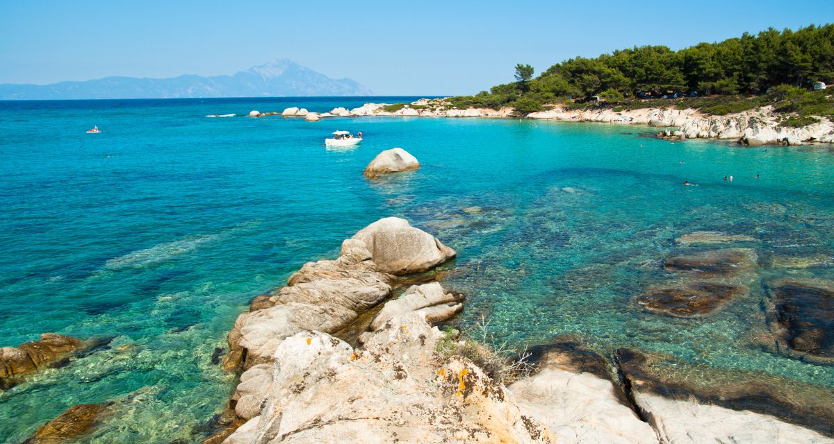 A beach with crystal clear waters near Sarti in Sithonia