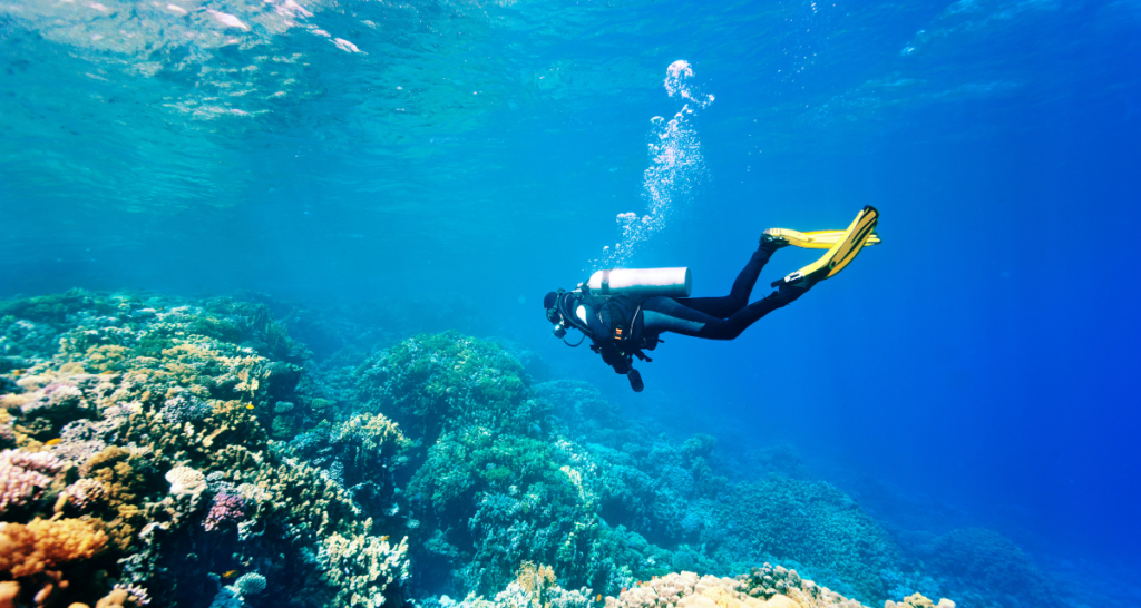 a man scuba diving